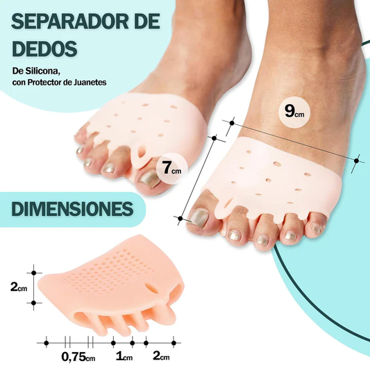 Almohadillas terapéuticas con Separador de dedos l PharmaToe™ 2x1